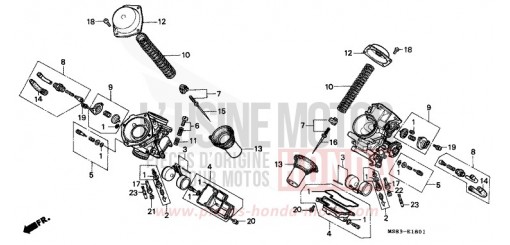 CARBURATEUR (PIECES CONSTITUTIVES) XRV650J de 1988